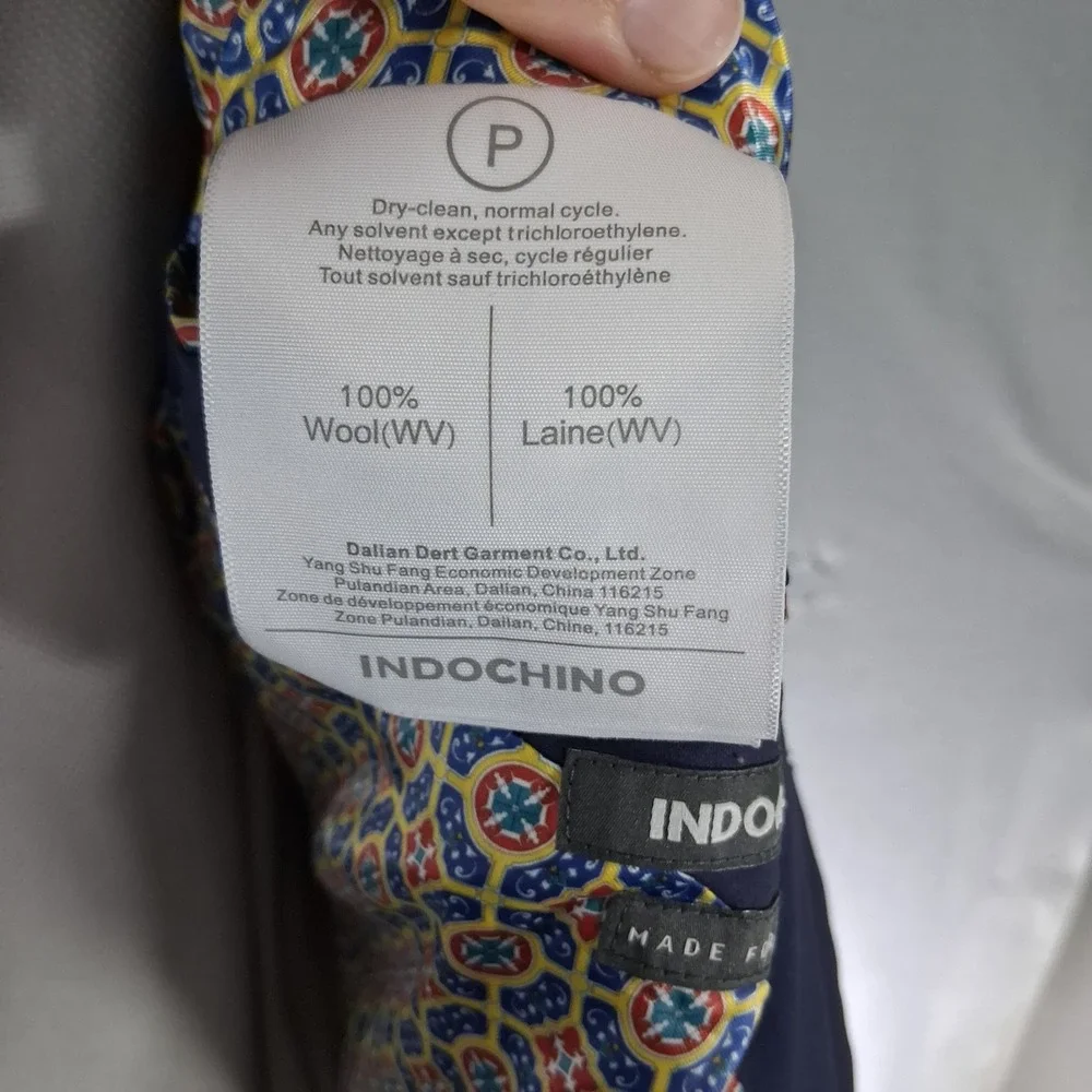Indochino Blazer Mens 46S Navy Blue Guabello Super 120s Wool Double Vent Modern